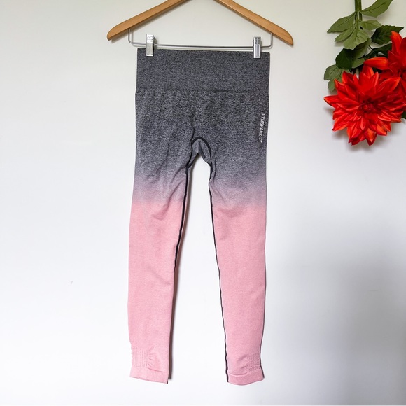 Gymshark Pants - gymshark | light pink and grey ombré seamless leggings medium